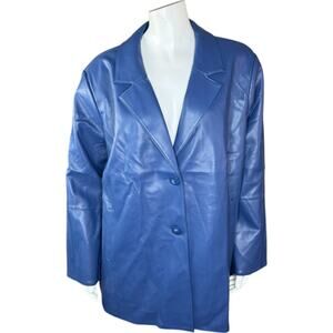 Dennis Basso  Luxe Faux Leather Jacket Blue Bliss XL NWOT Business Casual Career